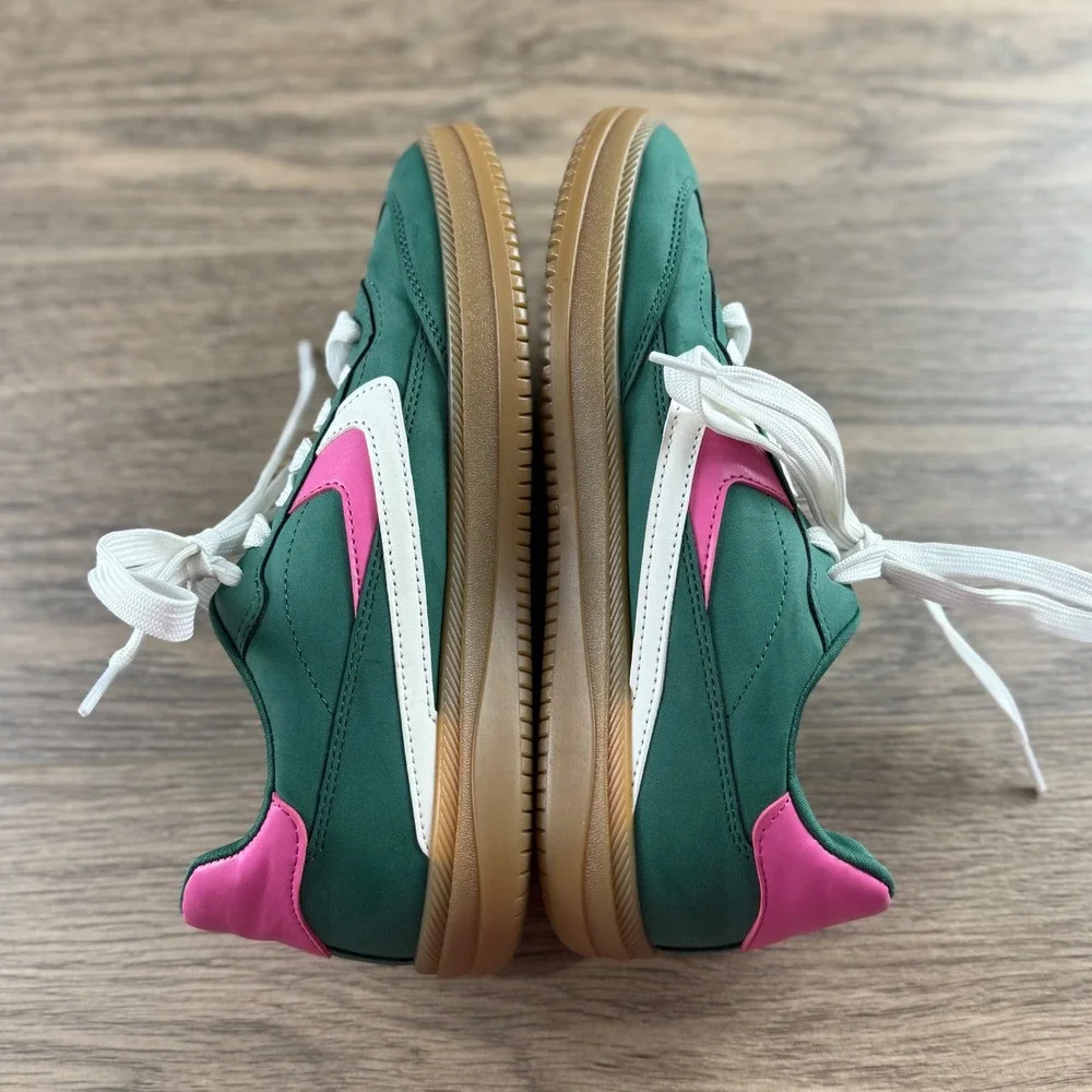 DV by Dolce Vita Sybela Retro Low Top Trainers Lifestyle Casual Green Pink 6.5